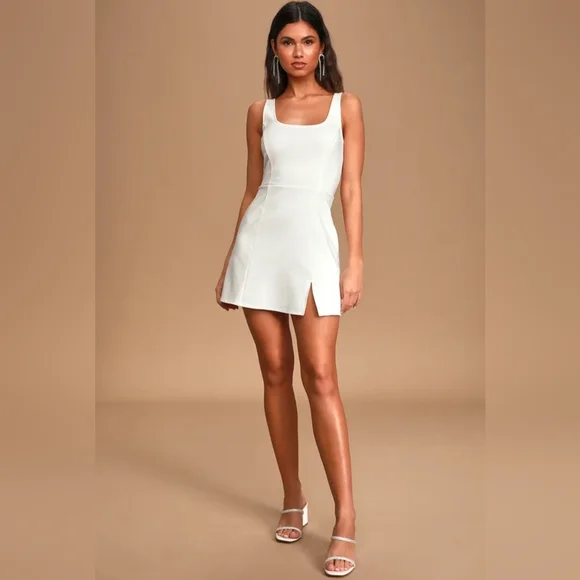 Lulus "Always Admired" White Sleeveless Mini A-line Dress | Size S - Picture 2 of 14